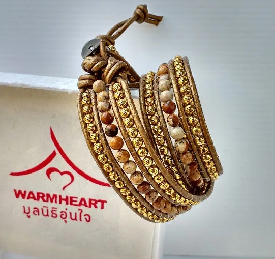 Ronda Gold with Jasperstone Wrap Bracelet