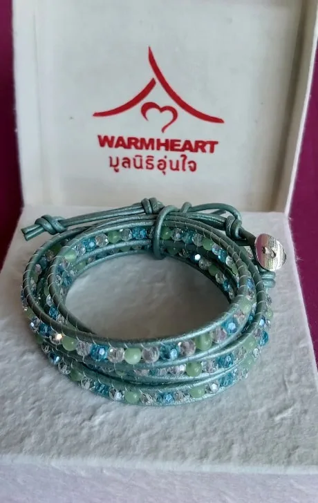 Aqua Mix Crystal and Cats Eye Wrap Bracelet