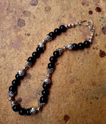 Black onyx and sterling silver necklace
