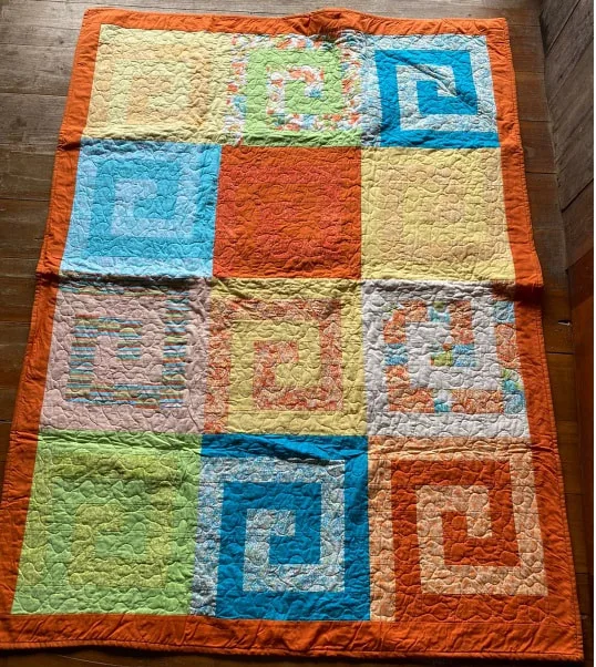 Squares with swirls quilt