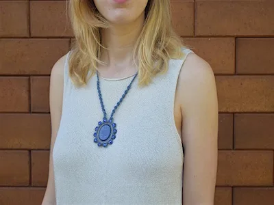Macrame Necklace Lapiz Blue